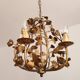 Hollywood Regency 4-light floral chandelier gilt with roses Italy 1960-1970