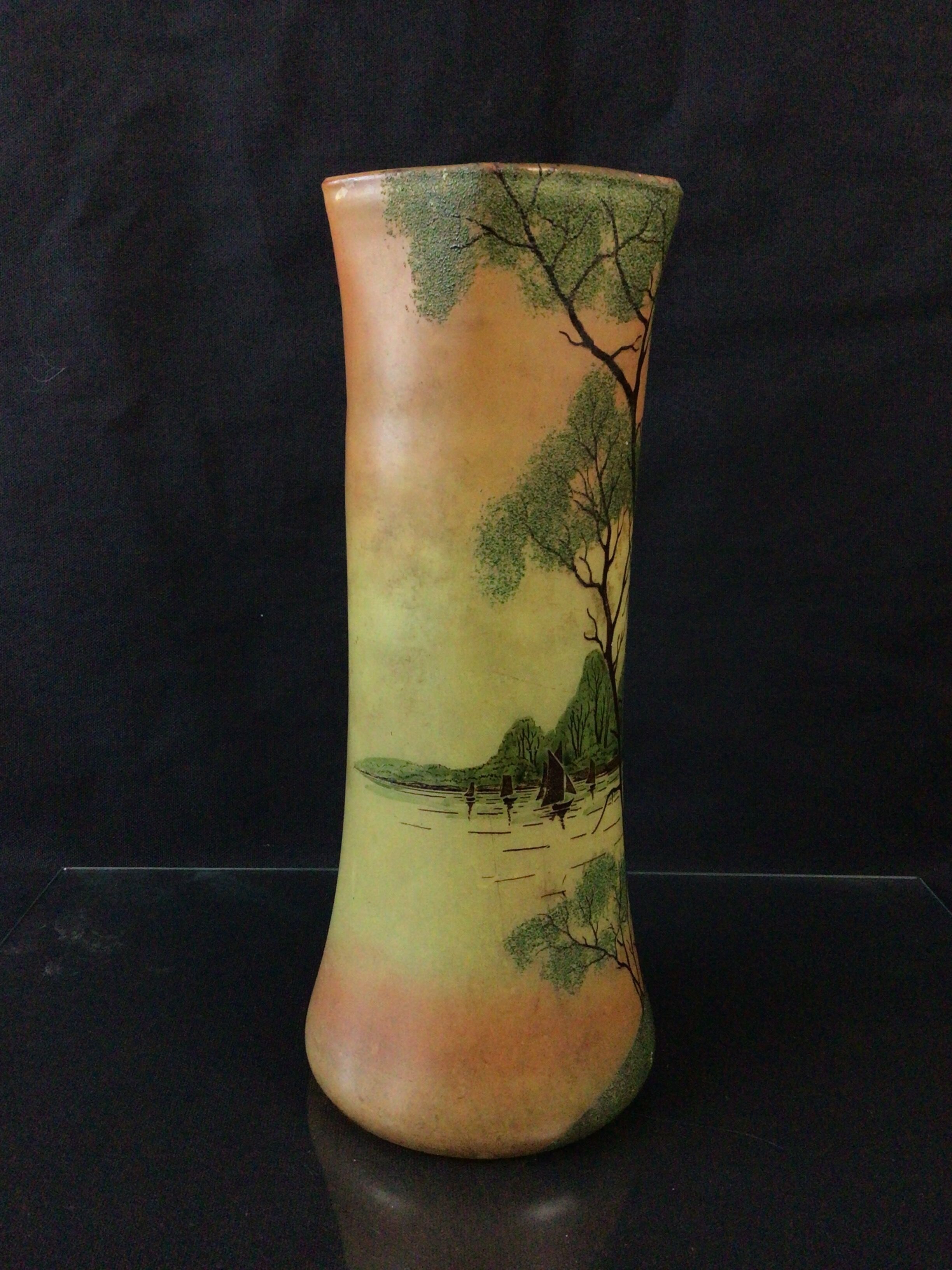 Vase verre émaillé legras art déco