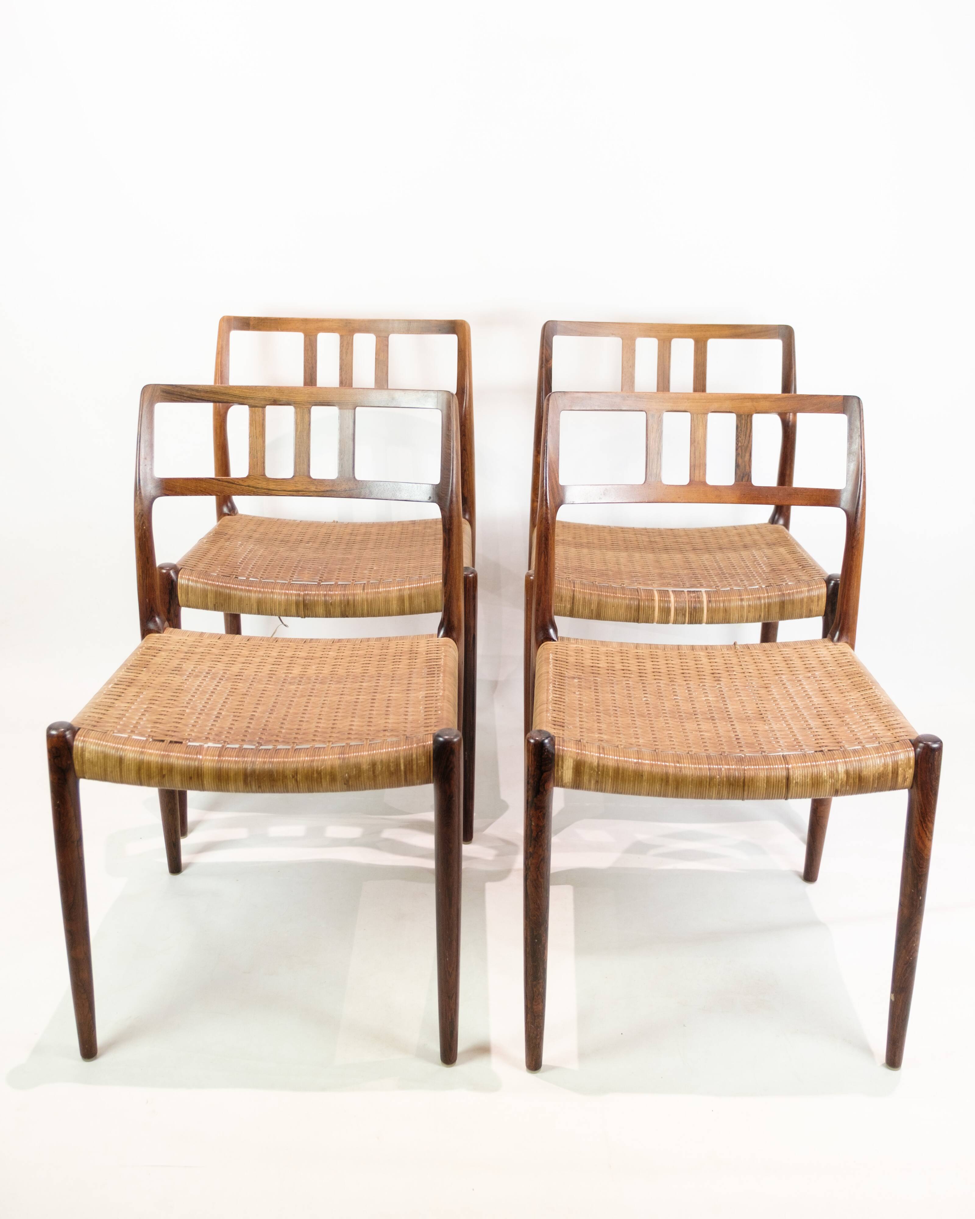 Set Of Four Dining Chairs Model 79 In Rosewood By N.O Møller For JL Møller