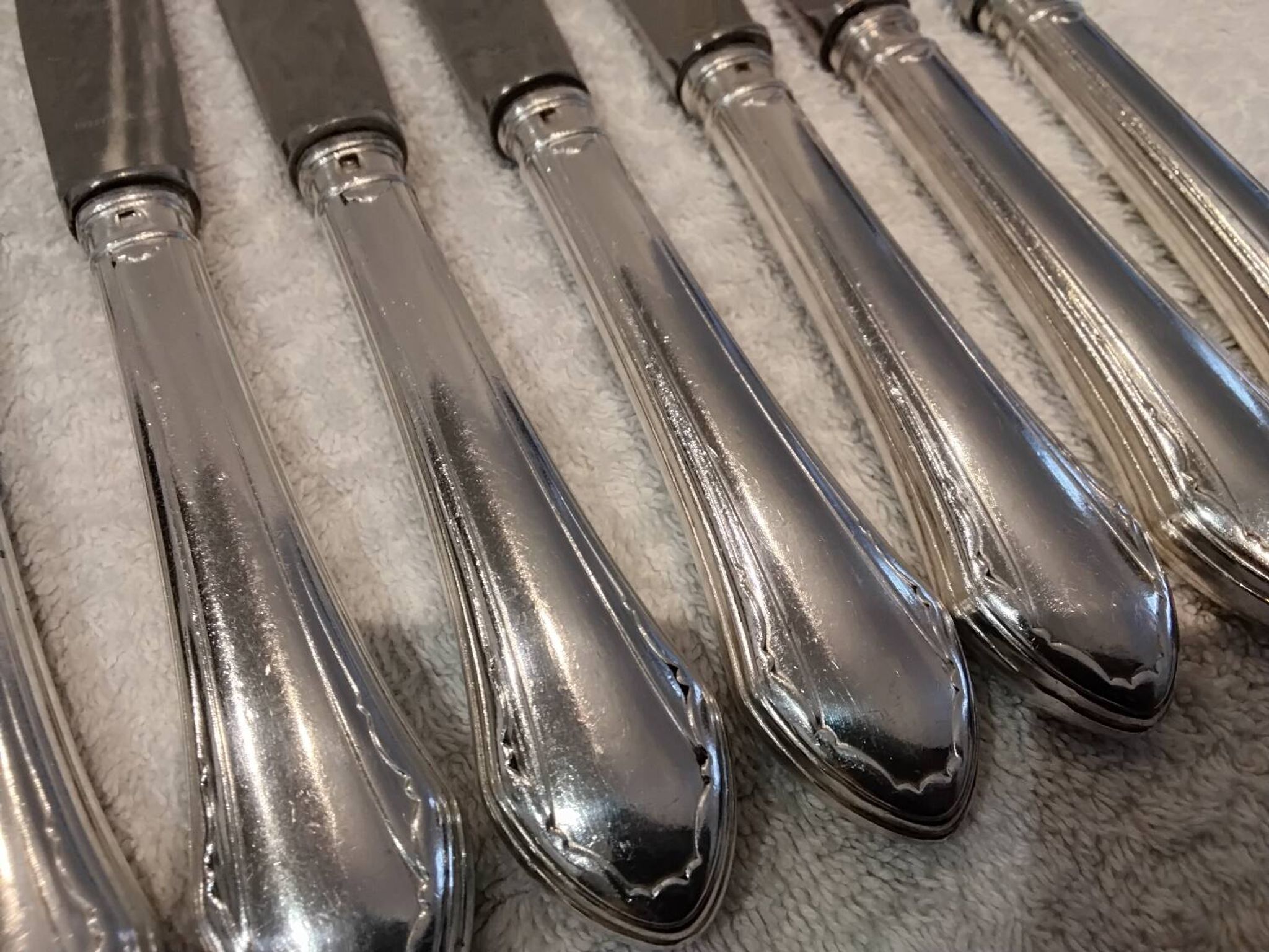 12 silver plated table knives, goldsmith SFAM, art deco style
