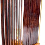 Leonardo Mosso 2 palisander and brass table lamps, Italy 1970s