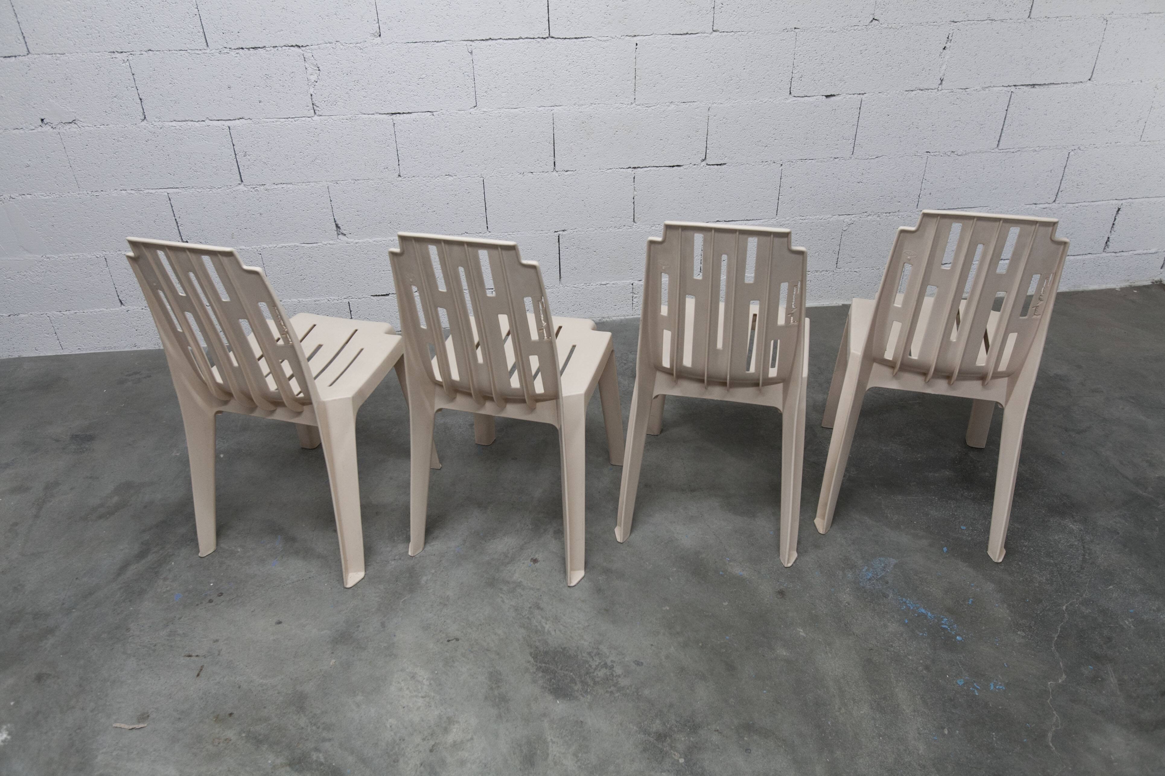 Set of 4 Samba chairs, manufactured by Henry Massonnet, designed by Pierre Paulin
