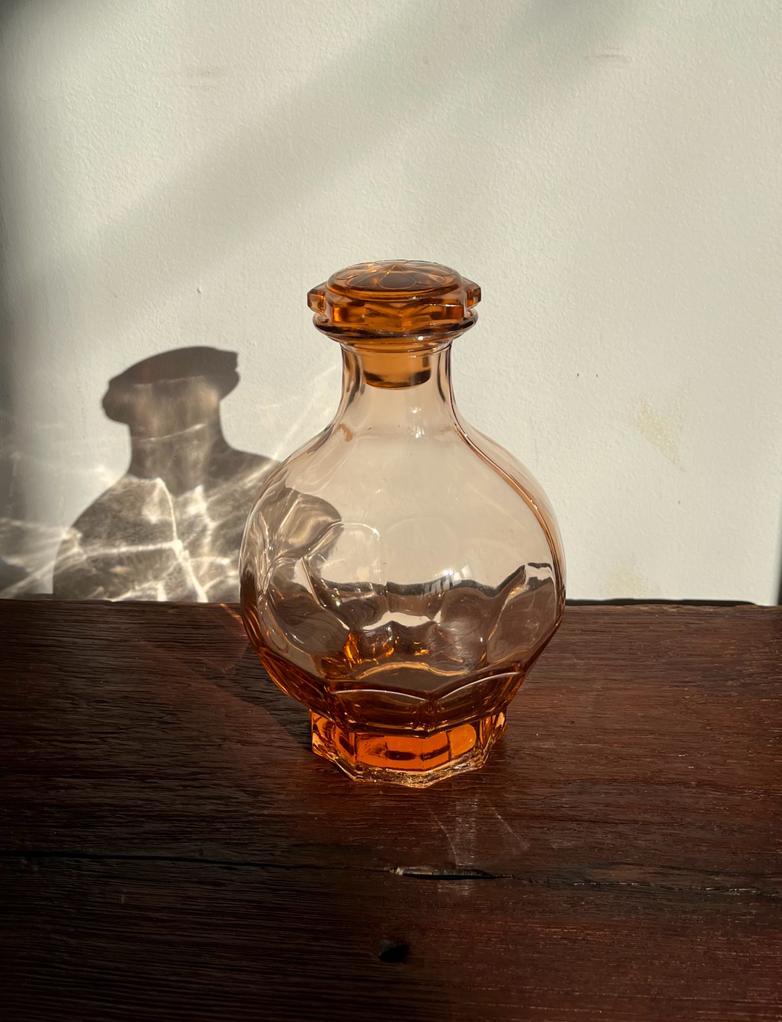 Pink glass liqueur decanter