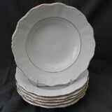 Set of 6 deep porcelain plates. Germany BAVARIA. Gold rim.