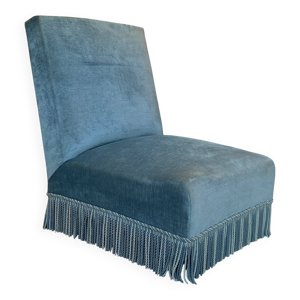 Fauteuil crapaud bas - velours bleu