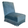 Fauteuil crapaud bas ancien en velours bleu
