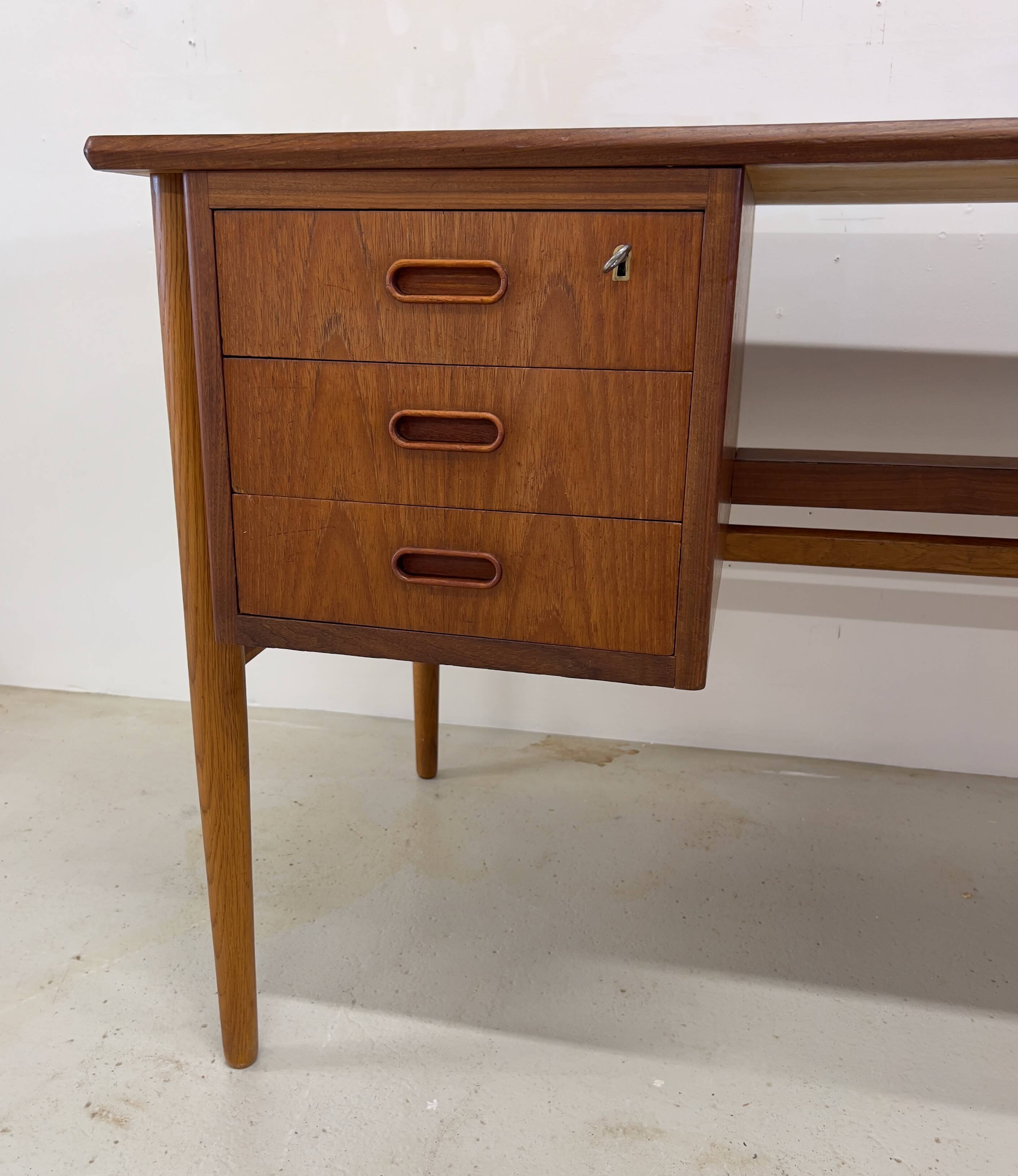 Danish Teak & Oak Desk, 1960s.