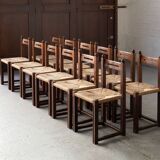 Set of 12 Brutalist Dining Chairs