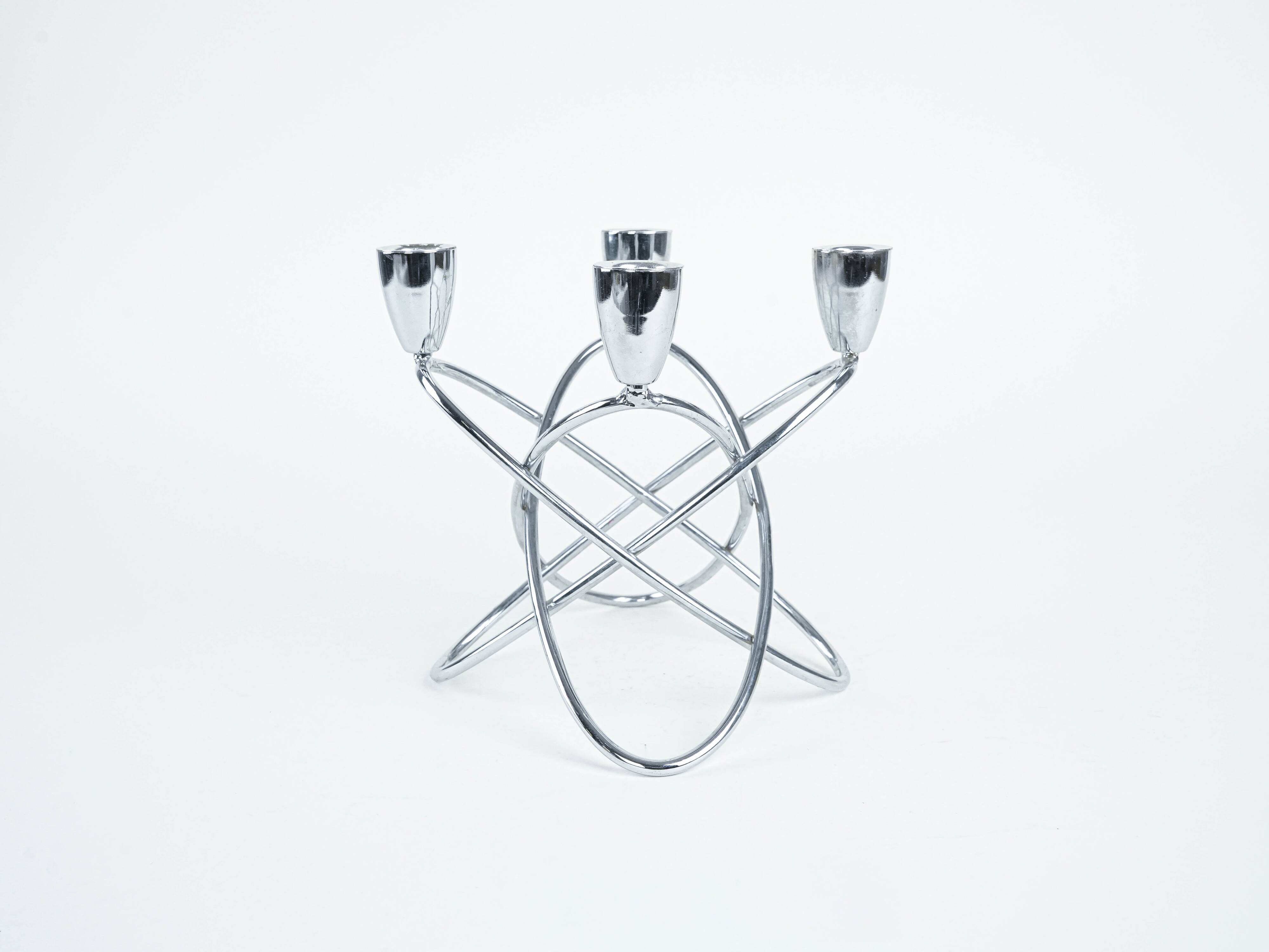 Bougeoir en acier, design danois, années 1970, fabriqué par Georg Jensen