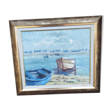 Tableau marine Bretonne dans le port de Guilvinec en 2002 par Antoine Stanisiere