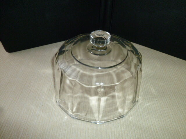 Old cheese bell with flat ribs in molded pressed glass