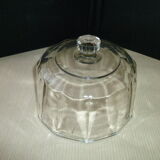 Old cheese bell with flat ribs in molded pressed glass