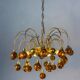 Gaetano Sciolari cascade chandelier for Venini, orange Murano glass drops, Italy, 1970s