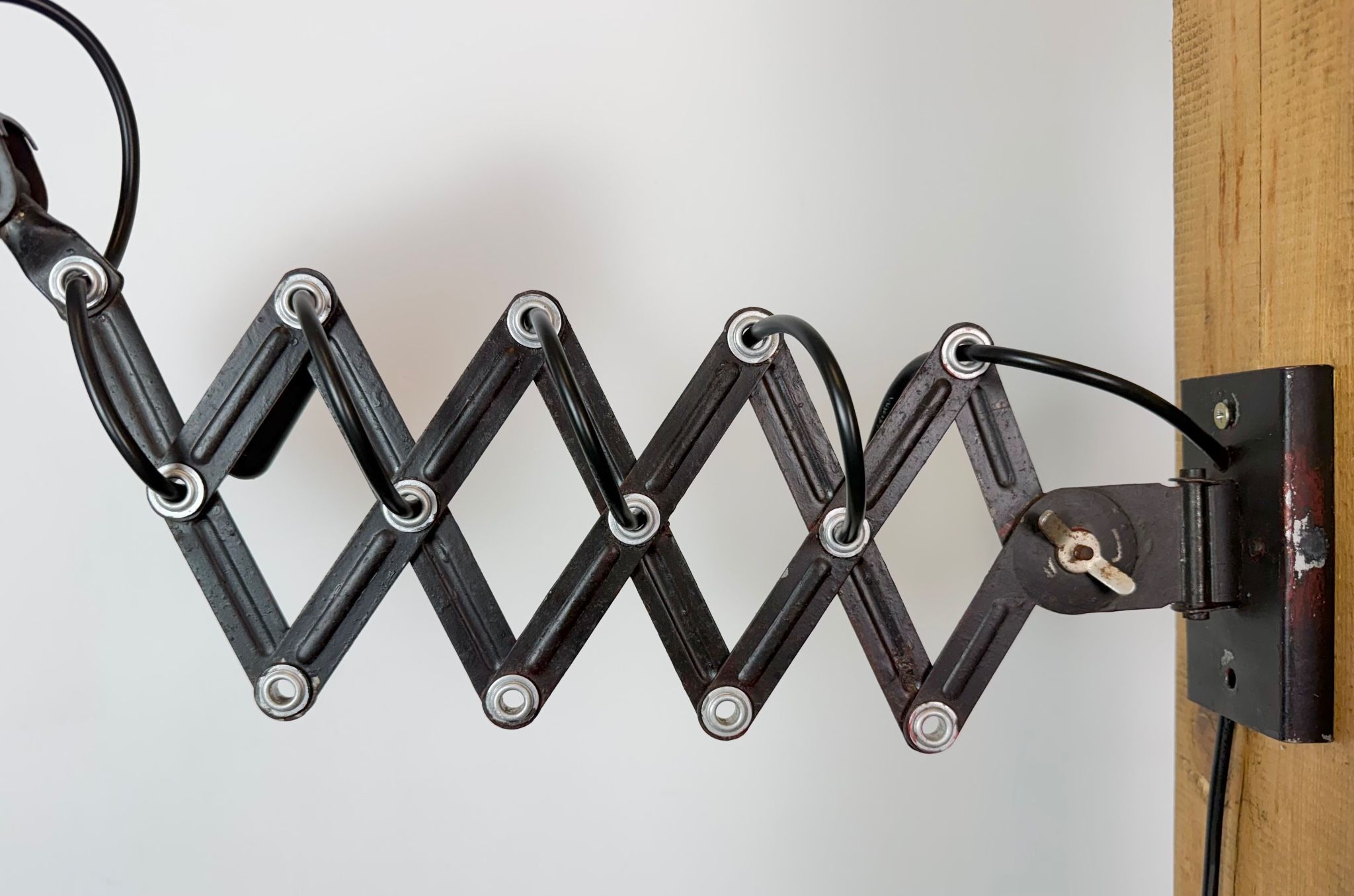 Industrial Black Scissor Wall Lamp, 1950s