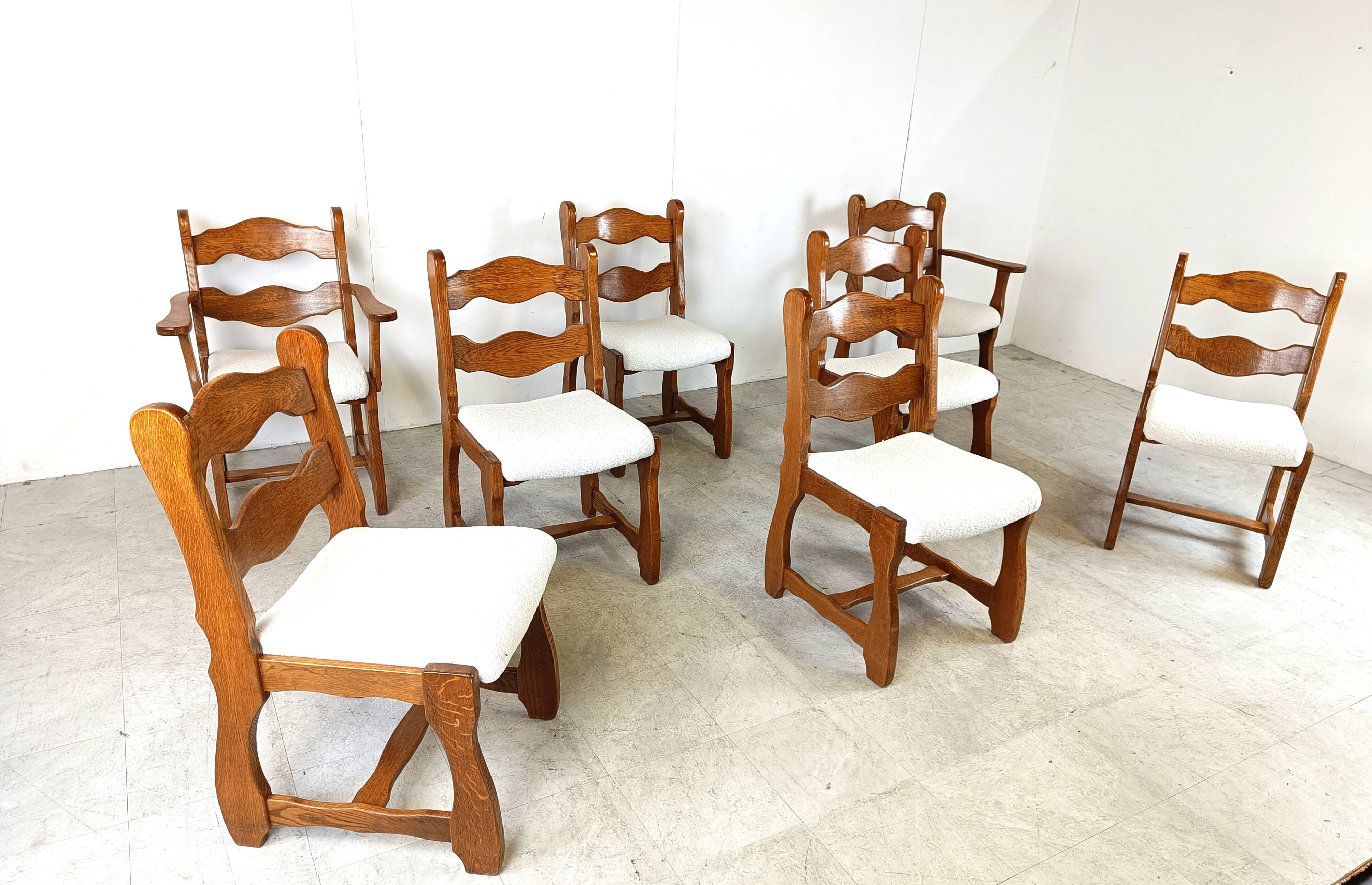 Vintage brutalist dining chairs, set of 8 - 1960s