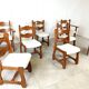 Vintage brutalist dining chairs, set of 8 - 1960s
