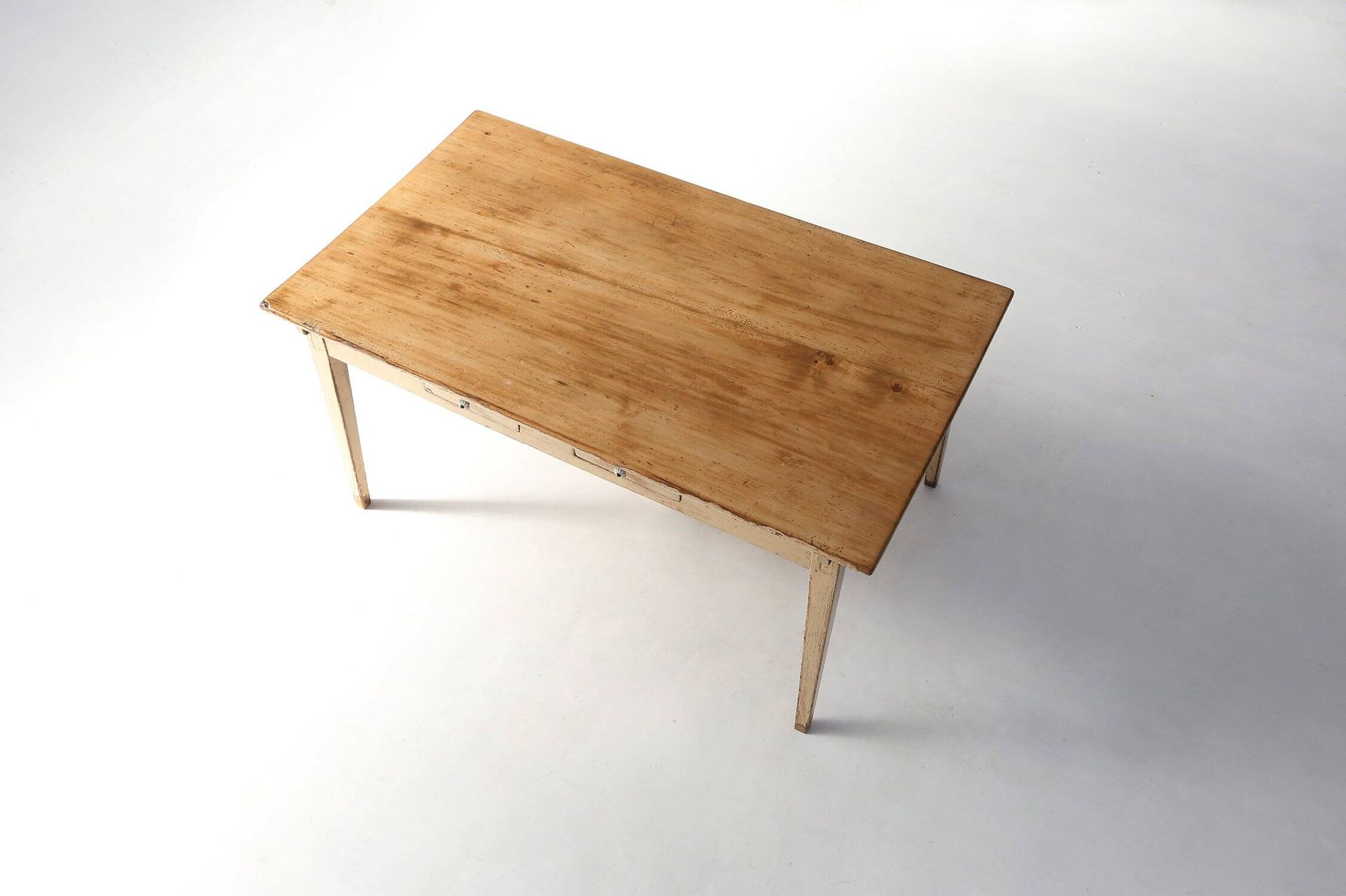 Painted Wooden Farm Table with Tapered Legs, France 1800s