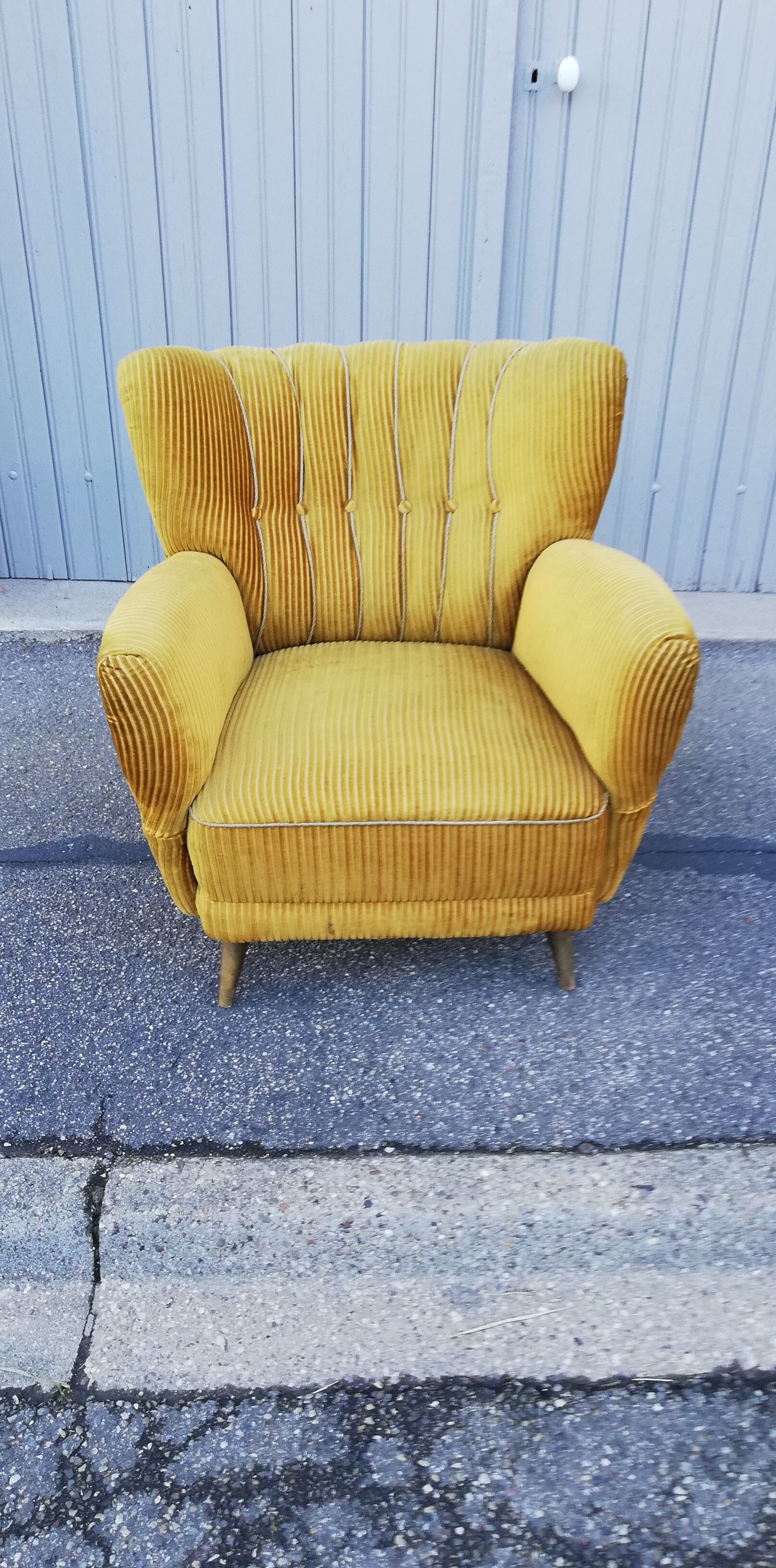 Vintage armchair yellow fabric