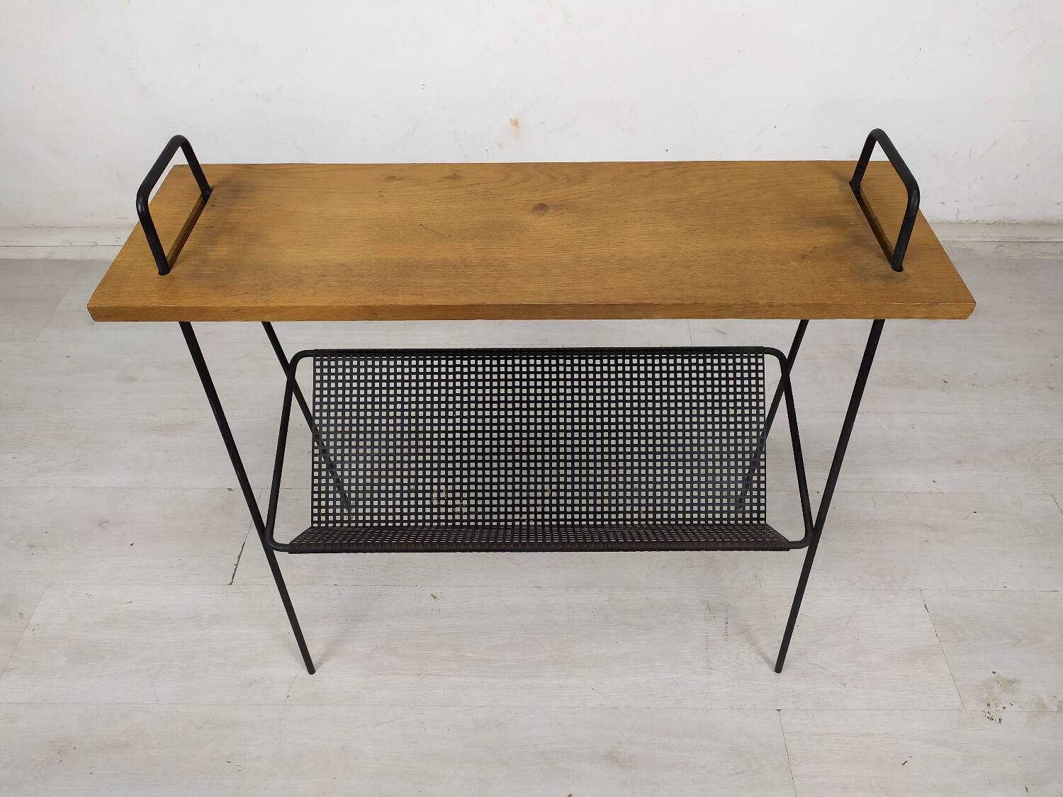 Vintage metal wood magazine rack