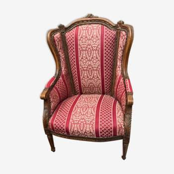 Fauteuil bergère à oreille style Louis XVI