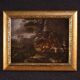 Peinture italienne antique du XVIIIe siècle, paysage avec scène pastorale