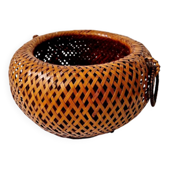 Japanese Style Bamboo/Rattan Woven Basket - Vintage