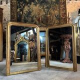 Pair of Louis Philippe period mirrors in gilded wood 1.30m x 89cm