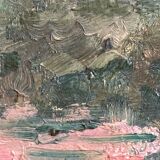 Oil painting representing a village signed and dated 1921