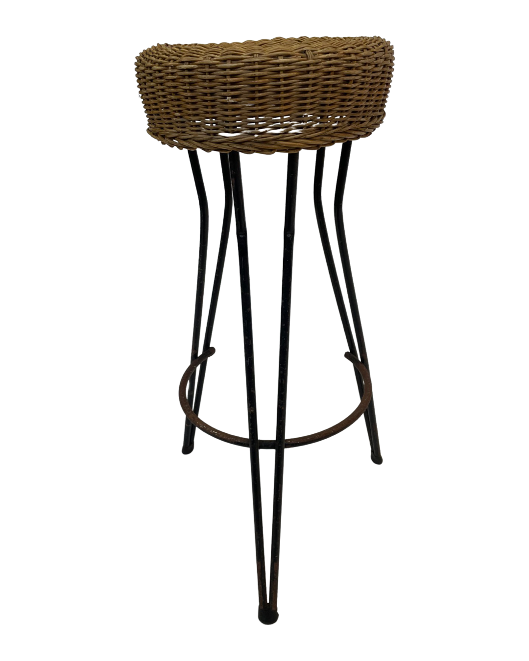 Vintage Stool Rattan Rohe Noordwolde Netherlands 1960s Design