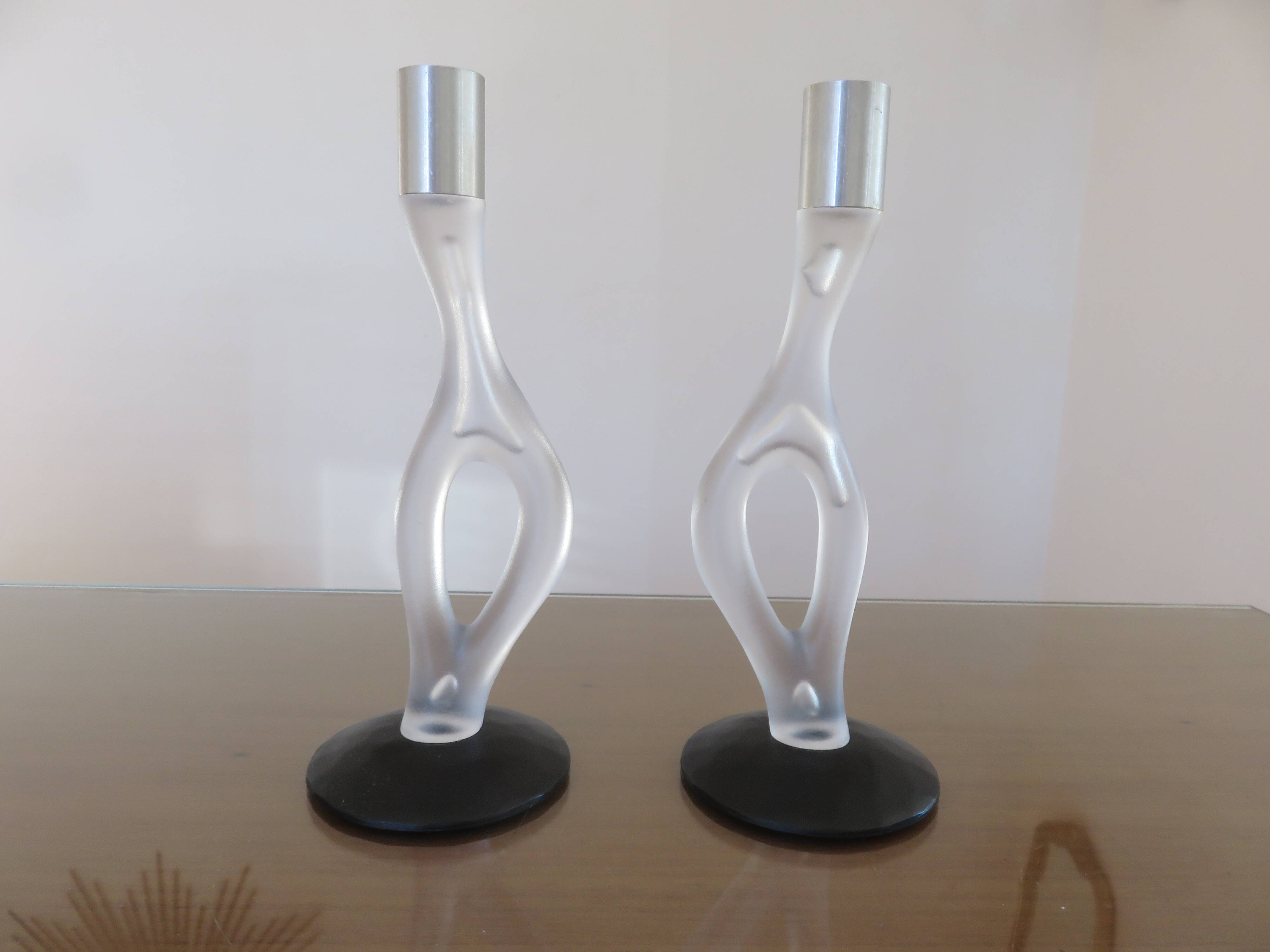 Pair of modernist candlesticks, 1990