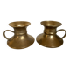 Pair of rat cave candlesticks with tulip base in bronze.