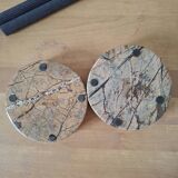 Duo of circular marble candlesticks from the 80s