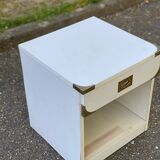 Table de chevet scandinave blanche style bateau en bois