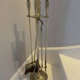 Brass fireplace servant and its 4 accessories
