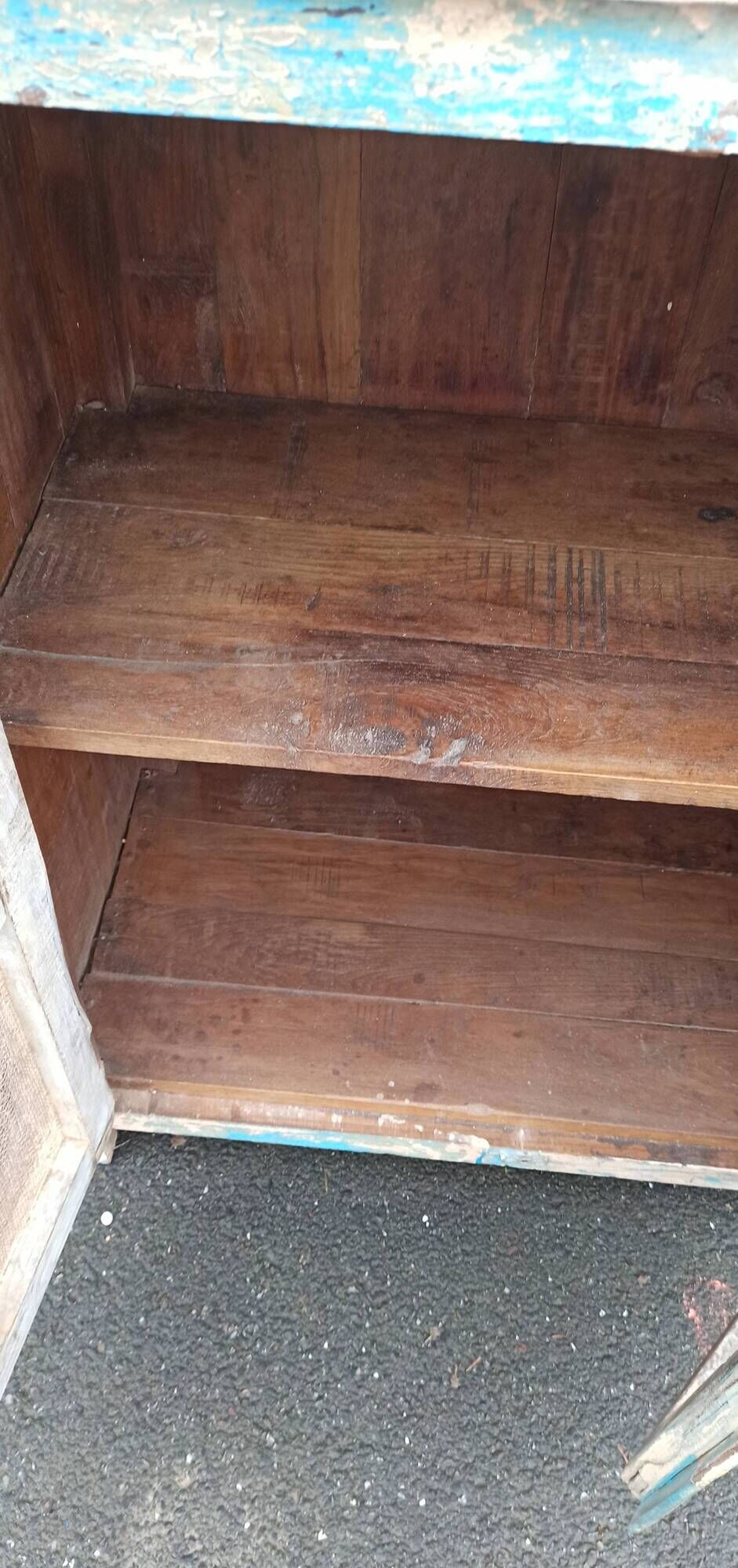 Small pantry buffet in old wood with mesh doors