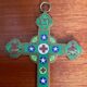 Old bronze cross with cloisonné enamel