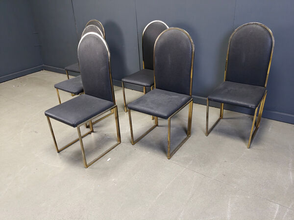 Chaises de salle à manger en laiton vintage par Belgochrom, années 1970