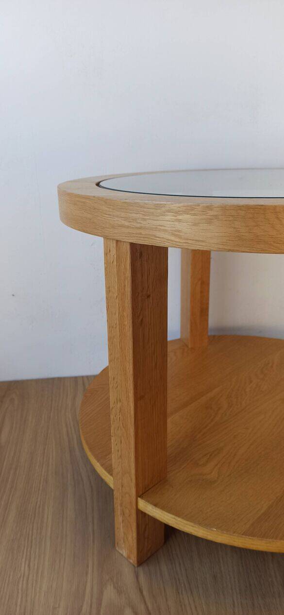 Round Tables with Glass Tops, Set of 3.