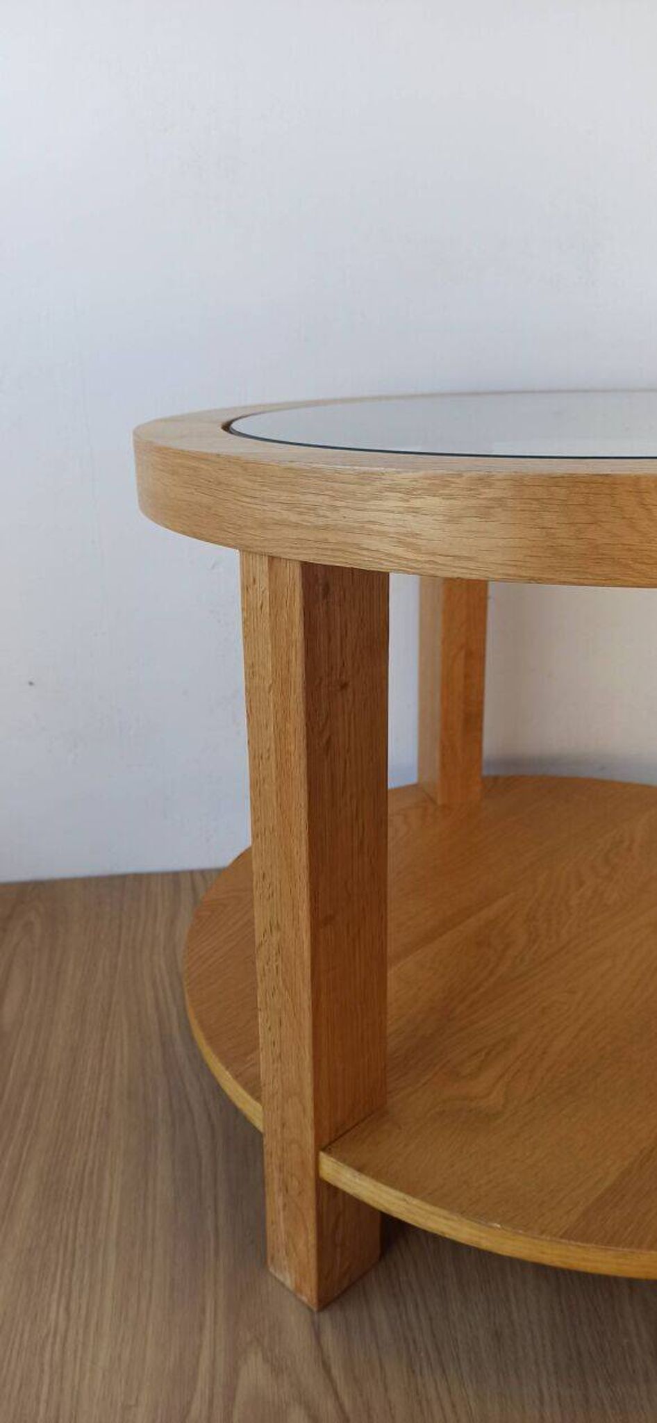 Round Tables with Glass Tops, Set of 3.