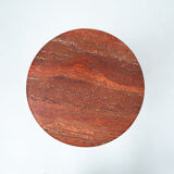 Pair of italian red travertine side tables