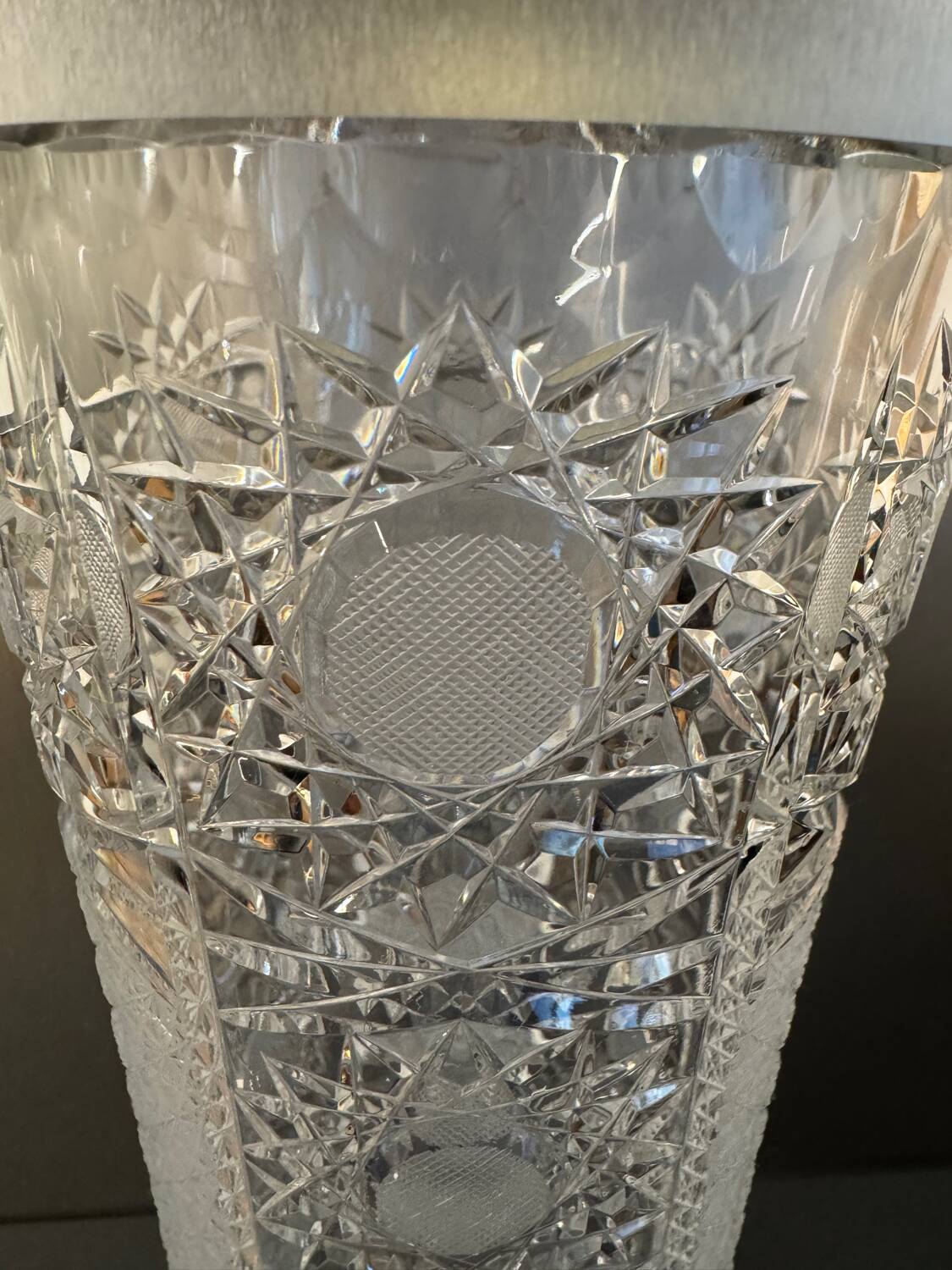 Large Bohemian crystal vase, 20th century