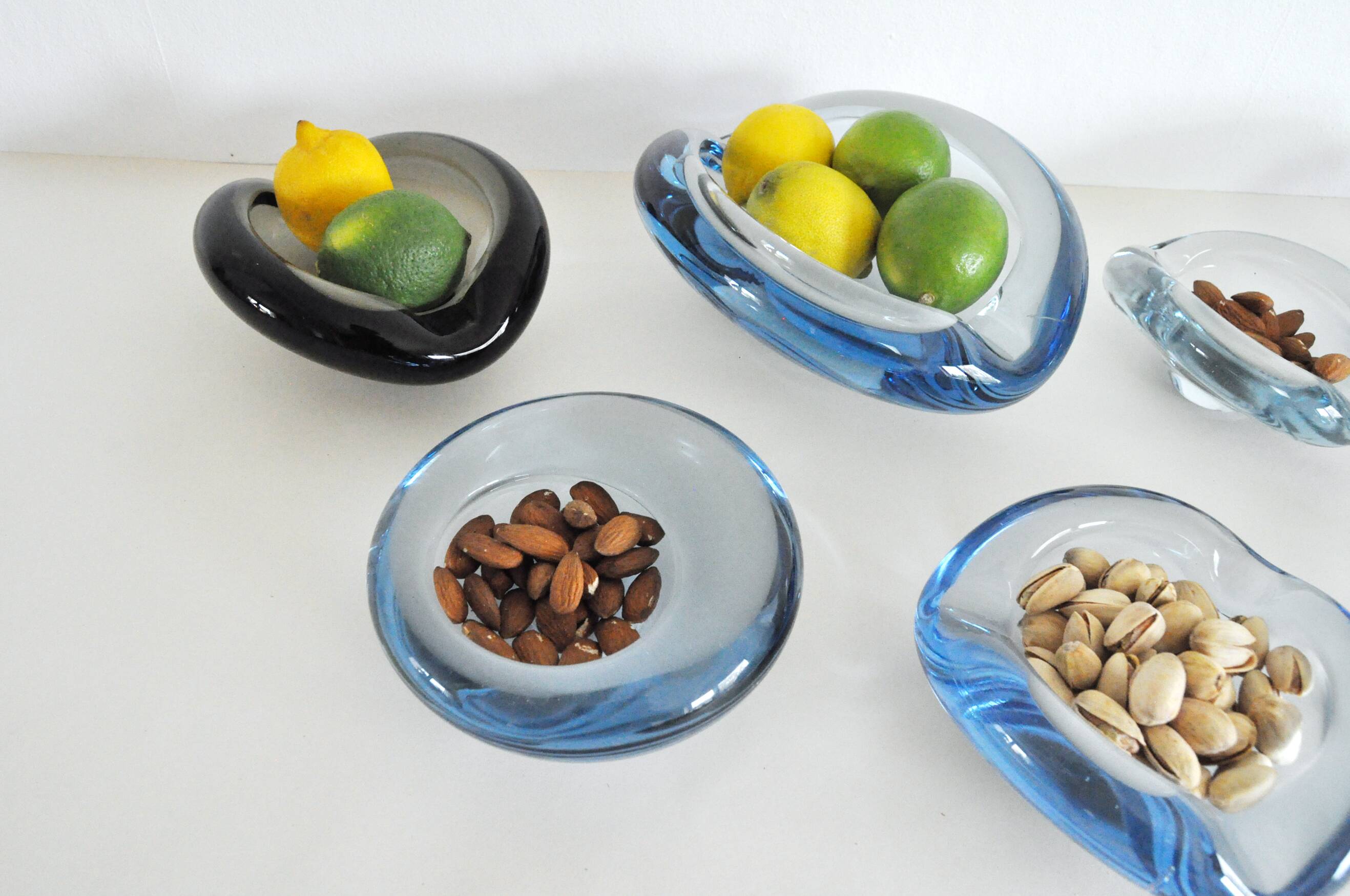 Smaller dishes or ashtrays designed for Holmegaard, 1950s to 1970s