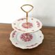 Serviteur muet porcelaine 2 niveaux décor rose