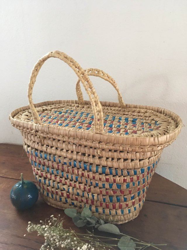 Bohemian three-colour wicker basket
