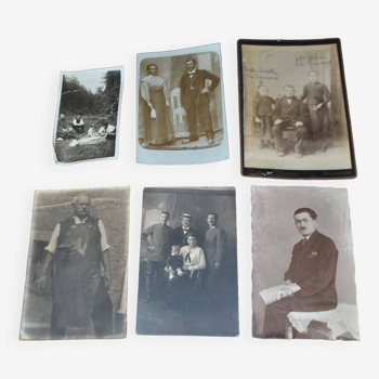 Lot de 6 photographies anciennes sur papier argentique 1910-1920 hommes militaires