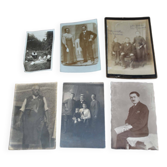 Lot de 6 photographies anciennes sur papier argentique 1910-1920 hommes militaires