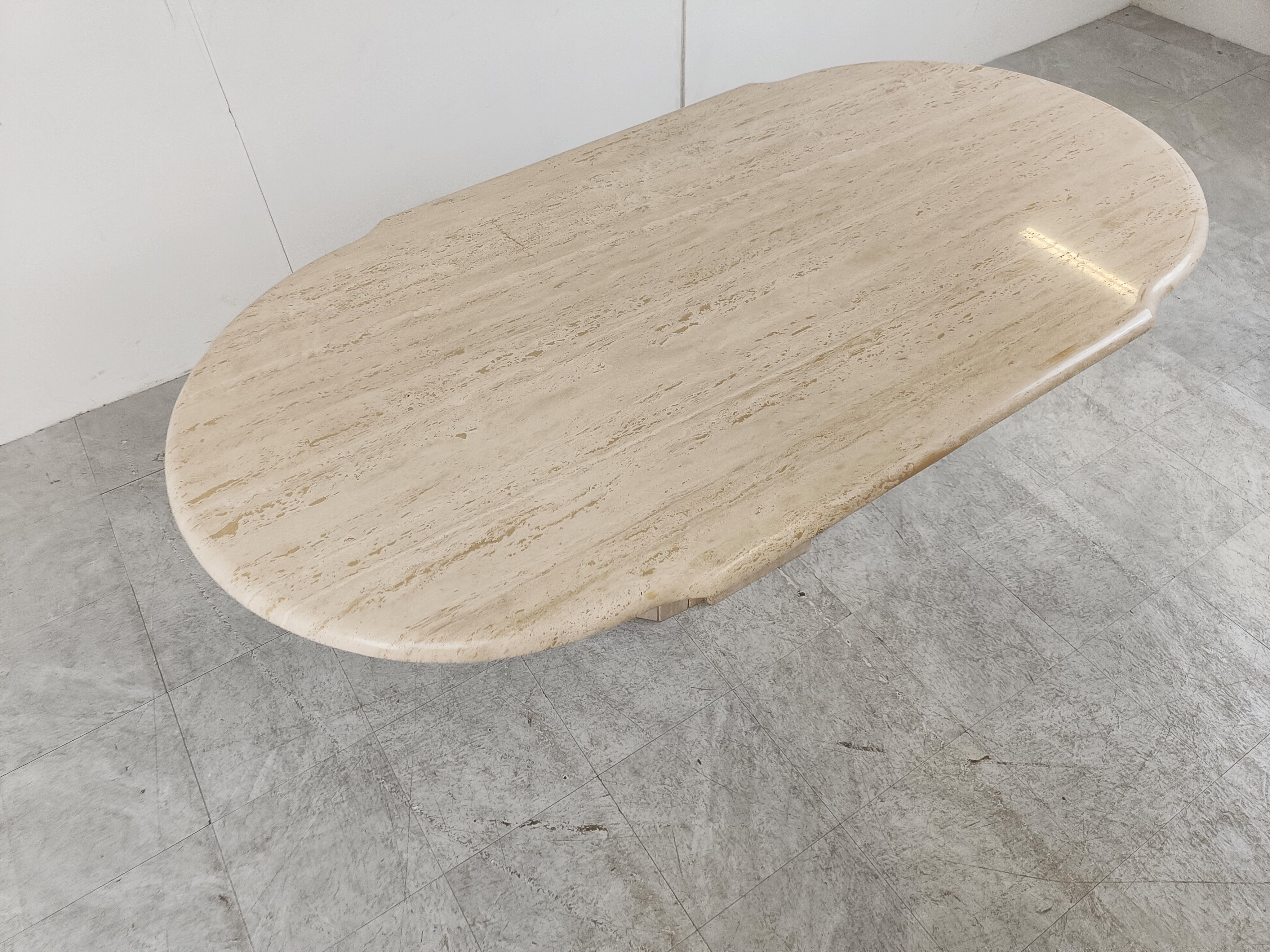 Vintage oval travertine dining table, 1970s