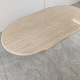 Vintage oval travertine dining table, 1970s