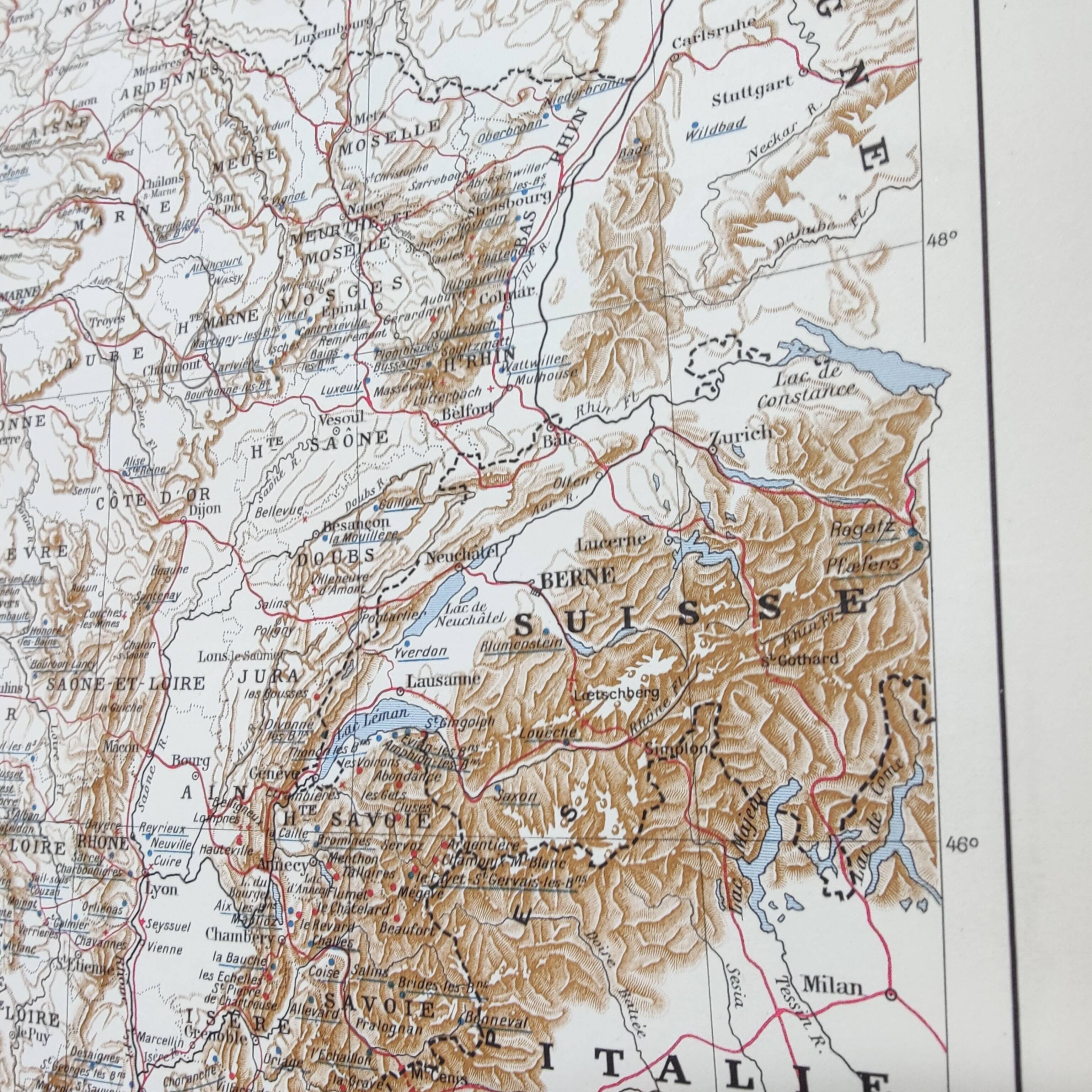 Vintage map of seaside and thermal France from 1950
