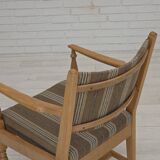 1970s, pair of Scandinavian armchairs, furniture wool, solid oak wood.